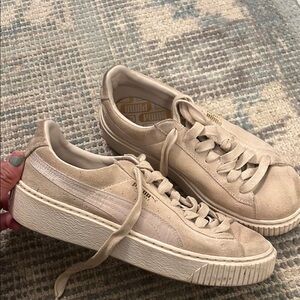 Puma Women's Cream Suede Sneakers